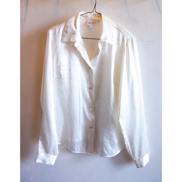 Silky white button down blouse - Picture 1 of 3